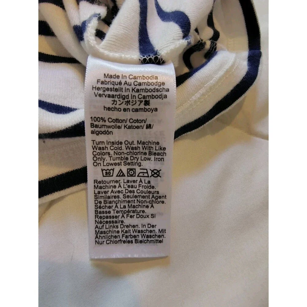 J.Crew Perfect Fit Long Sleeve Navy White Striped Sailor Top Gold Button...